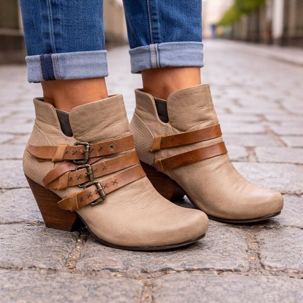 Otbt Women’s Brown Boots Size 7 Lasso Boho Western Buckle Strappy Bootie